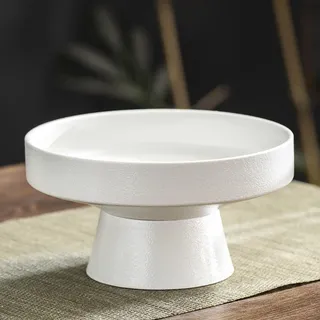 BURLOE Weiß, Schale Keramik Mit Fuß Dekorative, Sockelschale Obstschale Obsttablett Dessertständer Serviergeschirr Für Zuhause Küche Theke Tafelaufsatz Runde