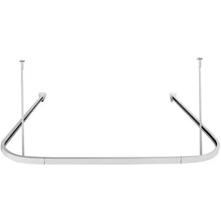 Euroshowers GmbH Duschvorhangstange Proffs U-Form Weiß 90 × 90 × 90 cm, Wand, Schrauben, Aluminium, Inklusive Deckenhalterung 60cm,Verbindungsstücken und 24 Vorhanghaken weiß