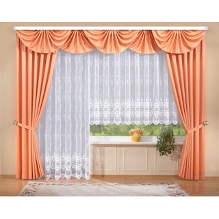 Gardine »Bianca«, Stickereien Plauen, Kräuselband (1 St), transparent, veredelt mit echter Plauener Spitze Stickerei weiß 600 cm x 145 cm