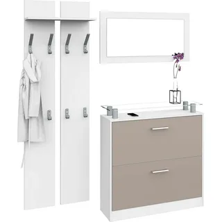 borchardt Möbel Garderoben-Set Finn, (Set, 3-St), mit Glasablage braun