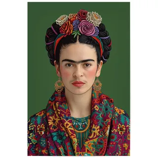 artboxONE Poster 45x30 cm Floral Frida Klassisch-Elegant-grün - Bild Frida Kahlo
