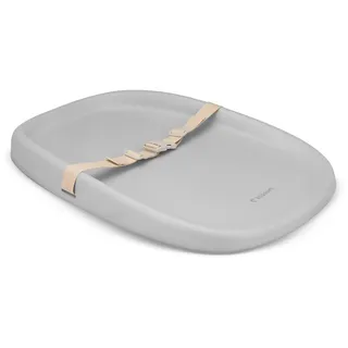 Kidnort Laer Wickelauflage Wickelunterlage abwaschbar mit erhöhten Seiten und verstellbarem Gurt rutschfester Unterseite für Wickeltisch Wickelkommode Wickelaufsatz für Babys Frost Grey