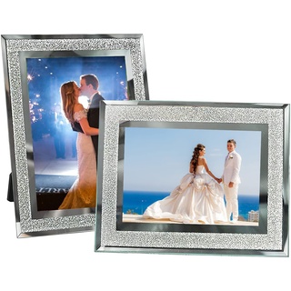 PIGPIGFLY Bilderrahmen 10x15cm aus Glas,Bilderrahmen Modern Silber,für Baby Fotos Familienfotos und Hochzeitsfotos,Geschenk