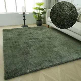 Teppich BRUNO BANANI "Dana Teppich, besonders weich und kuschelig, Kundenliebling", grün (moosgrün), B:200cm H:30mm L:200cm, Kunstfaser, Teppiche, Teppich, uni, Mikrofaser Teppiche, Wohnzimmer, Schlafzimmer, Esszimmer, Topseller
