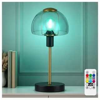GLOBO LIGHTING LED Nachttischlampe, Leuchtmittel inklusive, Warmweiß, RGB, Tischlampe amber Leseleuchte Lampe Tischleuchte Glaskugel H 32 cm schwarz