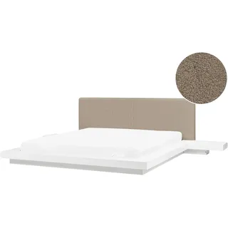 Bett Mit Lattenrost Bouclé Zen 180 X 200 Cm Weiß