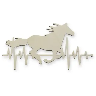 Namofactur 3D-Wandtattoo XXL Holz Wandtattoo Pferd EKG Wand Deko Kinder Pferdeliebhaber beige