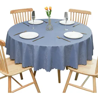 GOEXCPL Fleckabweisende runde Tischdecke,Wasserdicht Tischdecke,Leicht zu reinigen, Hellblau-SZ Durchmesser 180 cm
