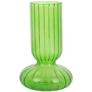 MISNODE Glasvasen, Gestreifte Kristall-Blumenvase, Einzigartige Dekorative Vasendekoration, Glasbehälter mit Fuß, Glasblumenvase, Blumenvase, Tafelaufsatz für Büro, Zuhause, Schlafzimmer,(Grün)