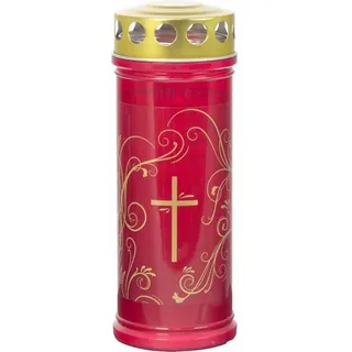 Jeka Gedenkkerze Gold Ornament 210 mm rot