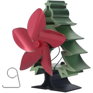 Kikumi Kaminventilator, Ofenventilator ohne Strom, Leiser Kaminventilator, Kaminventilator mit 5 S, für Holz/Brennholz/Feuerstelle/Ofenrohr, Wärmediffusorventilator für Weihnachten