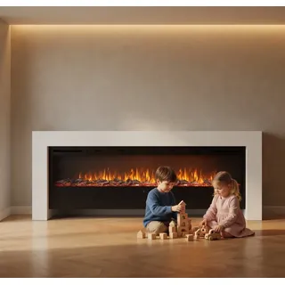 muenkel design bridge [moderner Optiflame Design Elektrokamin]: weiß (warm) - 1550 mm