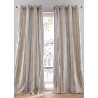 bonprix Vorhang mit Streifen mit recyceltem Polyester (1er Pack), beige, 245x135 cm, mit Baumwolle