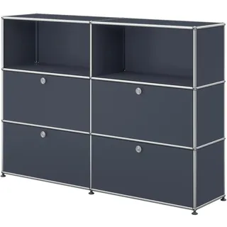 USM Haller Sideboard mit 4 Klapptüren und 2 offenen Fächern Anthrazitgrau