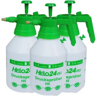 HELO24 Sprühflasche Handsprüher Pumpflasche Druck Garten Pflanzen Sprüher 1,5L 3x H5, (3-tlg) weiß