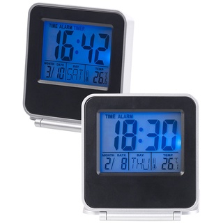 2er-Set Kompakte digital Reisewecker, Thermometer, Kalender