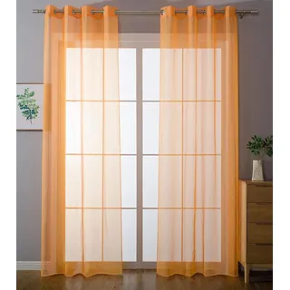 Gardinenbox Ösen 140 x 225 cm Orange/Transparent 2 St.