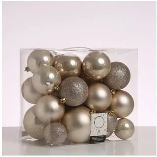 MARELIDA Weihnachtsbaumkugel Christbaumkugel Weihnachtskugelbruchfest glänzend matt champagner 26St (26 St) beige