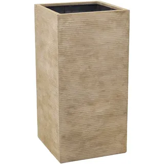 VIVANNO Pflanzkübel Fiberglas BLOCK Säule - Streifenbeige Gestreift (1 St), 40x40x80 cm beige 128 l | 40 cm x 80 cm x 40 cm