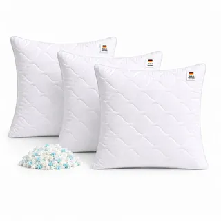 NEXGEN Luxus Kopfkissen Flockenkissen mit Visco-Schaumstoffflocken, Formstabil Anpassbar, Füllung: Visco-Schaumstoffflocken, Bauchschläfer, Rückenschläfer, Seitenschläfer, Premium Qualität, Hergestellt in DE