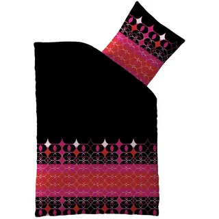 aqua-textil Concept Bettwäsche 155 x 220 cm Mikrofaser Bettbezug Franka Ornamente Schwarz Pink Rot