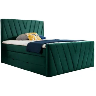Luxusbetten24 Boxspringbett Celia, mit Stauraum grün 160 cm x 200 cm
