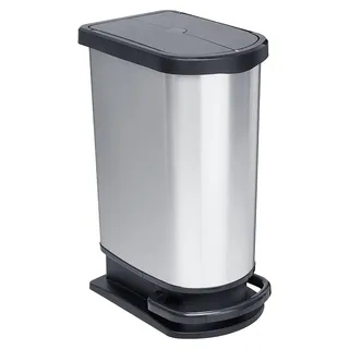 Rotho Abfalleimer 50 L Paso - Treteimer Geruchsdicht für 2 Müllsäcke 2x 25l - Abfallbehälter 44 x 29 x 67 cm - Mülleimer mit Softclose - Treta...