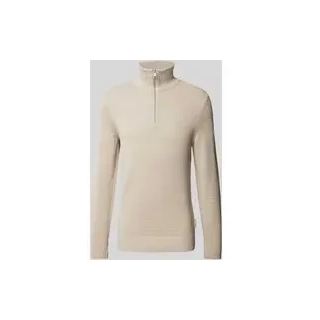 Regular Fit Troyer mit Ottoman-Struktur, Offwhite, S