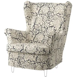 IKEA STRANDMON Schonbezug für Ohrensessel Ribersborg dunkelgrau/beige Ribersborg dunkelgrau/beige
