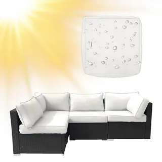 SYLC Draußen Bezüge Für Gartenpolster Wasserabweisende Rattan Sitzkissenbezug Mit Reißverschluss Terrasse Auflagen überwürfe Hussen Für L-Form/Ecke (1 Stück 65×65×10 cm,White)