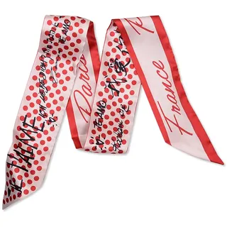 LumiSyne Skinny Seidenschal Damen Mädchen Schmale Lange Halstuch Blume Druck Buchstaben Muster Romantisch Künstlerisch Stil Satin Ribbon Seidentüch Krawatte Kopfschmuck Haarschal Handtasche Griffband - Einheitsgröße