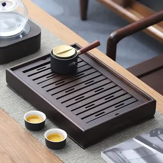 Hoobar Bambus-Teetablett mit Reservoir, chinesischer Kungfu-Teetisch, Serviertablett, Box für Kungfu-Tee-Set (Größe 2)