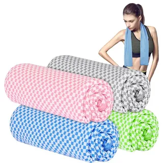 nsihing Sporthandtuch Kühlendes Handtuch (100 x 30 cm), Kühlhandtuch für Nacken, (4-St), Atmungsaktive Kühltücher KüHltuch Cool Towel für Yoga Golf blau|grau|grün|rosa