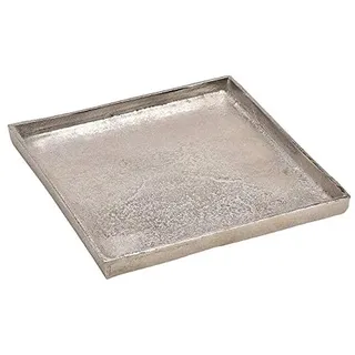 Tablett Dekoteller Silber Metall massiv Tischdeko Schale Dekoschale Dekotablett (Modell 2: 25 x 25 cm)