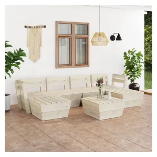 furnicato Garten-Essgruppe 7-tlg. Garten-Paletten-Lounge-Set Imprägniertes Fichtenholz beige
