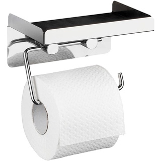 WENKO Toilettenpapierhalter 2 in 1 Edelstahl, Edelstahl rostfrei, 16 x 12.5 x 11.5 cm, Glänzend