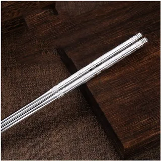 FAMMIX Sterling Silber -Essstäbchen Geschenk 32G, 1 Paar Paart Wiederverwendbare Chinesische Sterling Silber Essstäbchen Zum Kochen, rutschfeste Essstäbchen Geschirr S