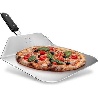 RoyalFay Pizzaschieber Edelstahl Pizzaschaufel mit praktischem Einklapp-Griff