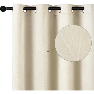 Woltu Verdunkelungsvorhang, Ösen (1 St), blickdicht, Samt Gardinen mit Ösen Vorhang Blickdicht beige|weiß 135 cm x 225 cm