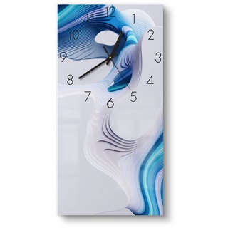 DEQORI Wanduhr 'Digitale Farblamellen' (Glas Glasuhr modern Wand Uhr Design Küchenuhr) blau 30 cm x 60 cm