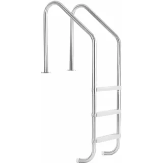 Mophorn Poolleiter Aus Edelstahl, 3-stufige Treppe Mit Doppelhandlauf, Rutschfeste Stufen, Sicherheitsleiter Für Ein- Und Ausstieg Bei Unterflur-pools. 122 Bis 137 Cm, Maße: 655x600x1580 Mm