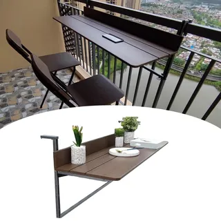 Ddasam Balkontisch klappbar,balkontisch klappbar hängend, wetterfest Holz 40kg Belastbarkeit Klapptisch Balkon Garten Tisch Geländer (Tisch L 100 x B 37 cm)