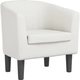 vidaXL Clubsessel mit Fußhocker Kunstleder 59,2 x 53,9 x 72,3 cm Weiß