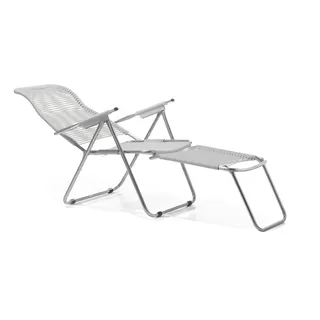 Spaghetti Fiam Liegestuhl Art. 084 Bi Aluminium verchromtem Rahmen Sitz und Rücken Weiß Farbe