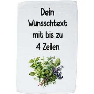 GRAZDesign Geschirrtuch Aufdruck selbst gestalten - Wunschtext - 60x40cm - weiß - personalisiert selber Bedrucken beschriftet