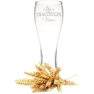 GRAVURZEILE Leonardo Weizenglas - Trauzeugin Design - Kristallklares Glas & hochwertige Laser-Gravur mit Wunschnamen - Maximale Füllmenge: 500ml - schönes Geschenk zur Hochzeit & Verlobung