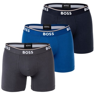 BOSS Herren Boxershorts, 3er Pack - Boxer Briefs 3P Power, Cotton Stretch, Logo Blau S
