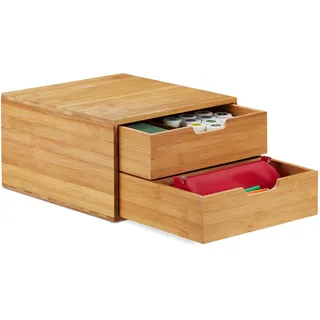 Relaxdays Schubladenbox Bambus 30 x 31 x 18 cm 2-tlg. braun
