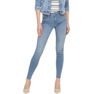 Only Damen Jeans ONLPOWER MID PUSH UP AZG944 Skinny Fit Special Blau Blau 15228584 Normaler Bund Reißverschluss S - 32