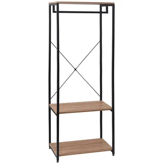 WOLTU Kleiderständer Hängeregal Kleiderstange mit Schuhregal für Schlafzimmer Garderobe Ständer, Metall und Holz, Schwarz + Hell Eiche, ca. 60 x 40 x 167 cm